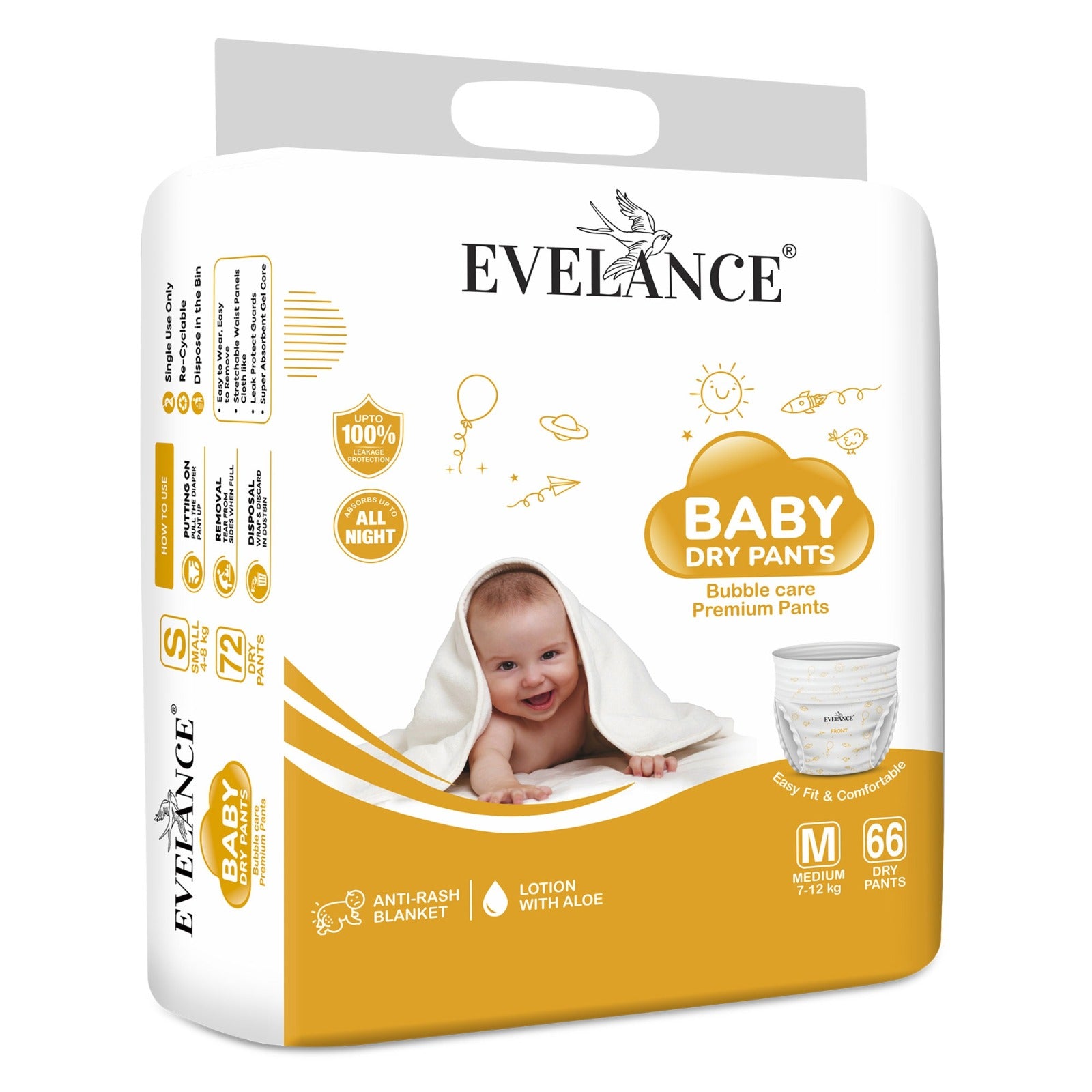 Evelance Baby Dry Pants Medium Size Bubble sheet care pants for 7 12k