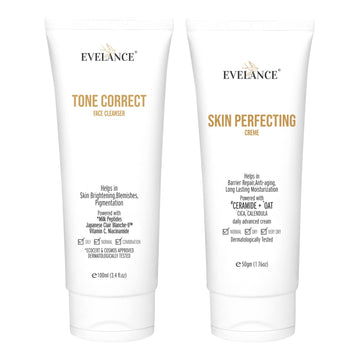 Evelance Skin Perfecting Cream 50 gm With Tone Correct Face Cleanser 100 pack of 2