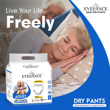 Evelance Adult Dry Pants Medium 61-115 cm (24-45 inches) 12hr absorption. - M