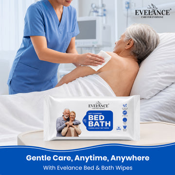 EVELANCE No-Rinse Bed Bath Wipes for Adults – Aloe Vera, Soft Cleansing, pH Balanced (10 Wipes)