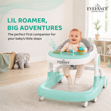 Evelance Lil Roamer™ 3-in-1 Baby Walker with Musical Activity Tray, Feeding Table & Height Adjustment